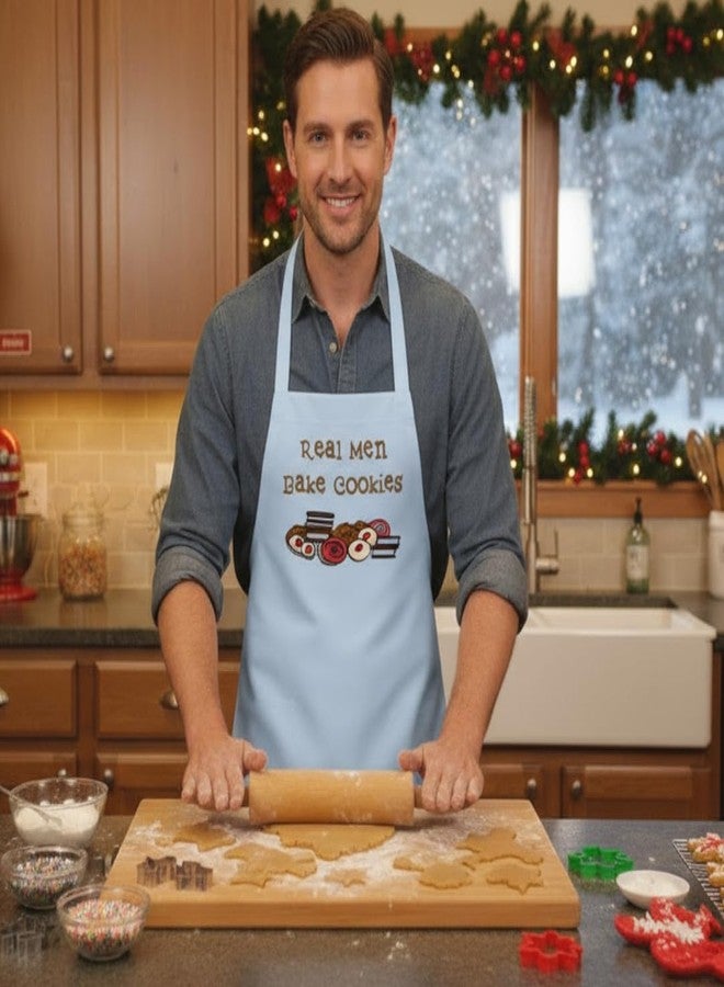 CoolAprons Real Men Bake Cookies Funny White Apron – Cooking & Baking Kitchen Gift for Dads, Husbands, Boyfriends, or Men Who Love to Cook - Image 3