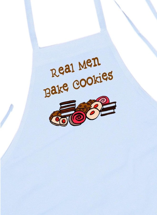 CoolAprons Real Men Bake Cookies Funny White Apron – Cooking & Baking Kitchen Gift for Dads, Husbands, Boyfriends, or Men Who Love to Cook - Image 1