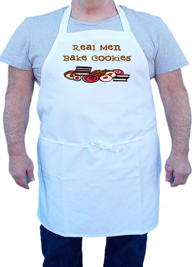 CoolAprons Real Men Bake Cookies Funny White Apron – Cooking & Baking Kitchen Gift for Dads, Husbands, Boyfriends, or Men Who Love to Cook - Image 4
