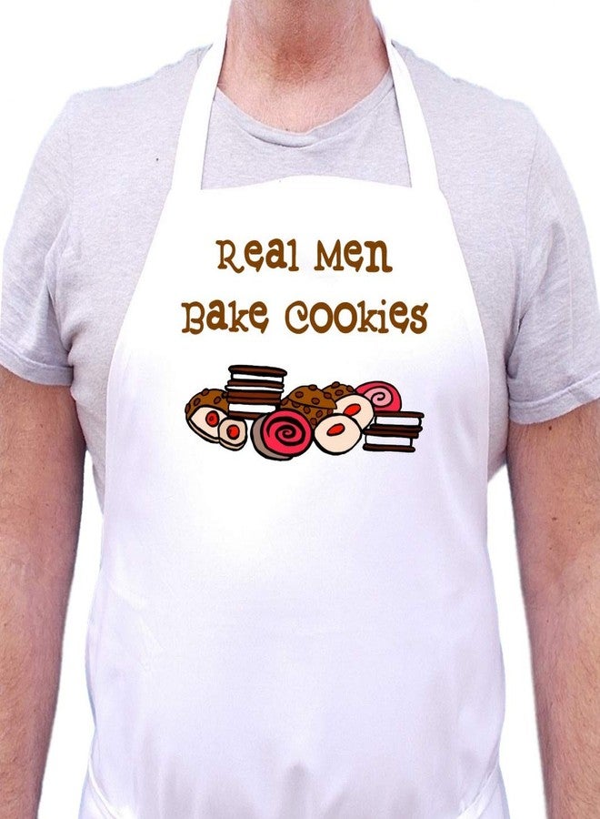 CoolAprons Real Men Bake Cookies Funny White Apron – Cooking & Baking Kitchen Gift for Dads, Husbands, Boyfriends, or Men Who Love to Cook - Image 2