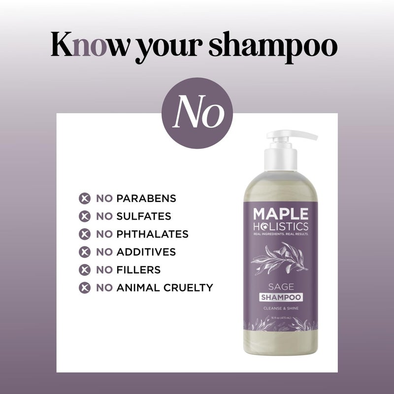 Maple Holistics Sage and Rosemary Shampoo Sulfate Free - Ultra Clarifying Shampoo for Build Up and Dry Scalp Treatment with Cleansing Essential Oils for Hair - Sulfate Free Shampoo for All Hair Types with Sage Oil - Image 2