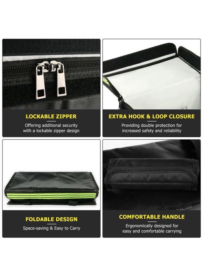 ROLOWAY Lipo Battery Bag (15 x 8.5 x 10 inch), Large Fireproof Lipo Ebike Bag with Comfortable Handle, Reflective Strip - Image 5