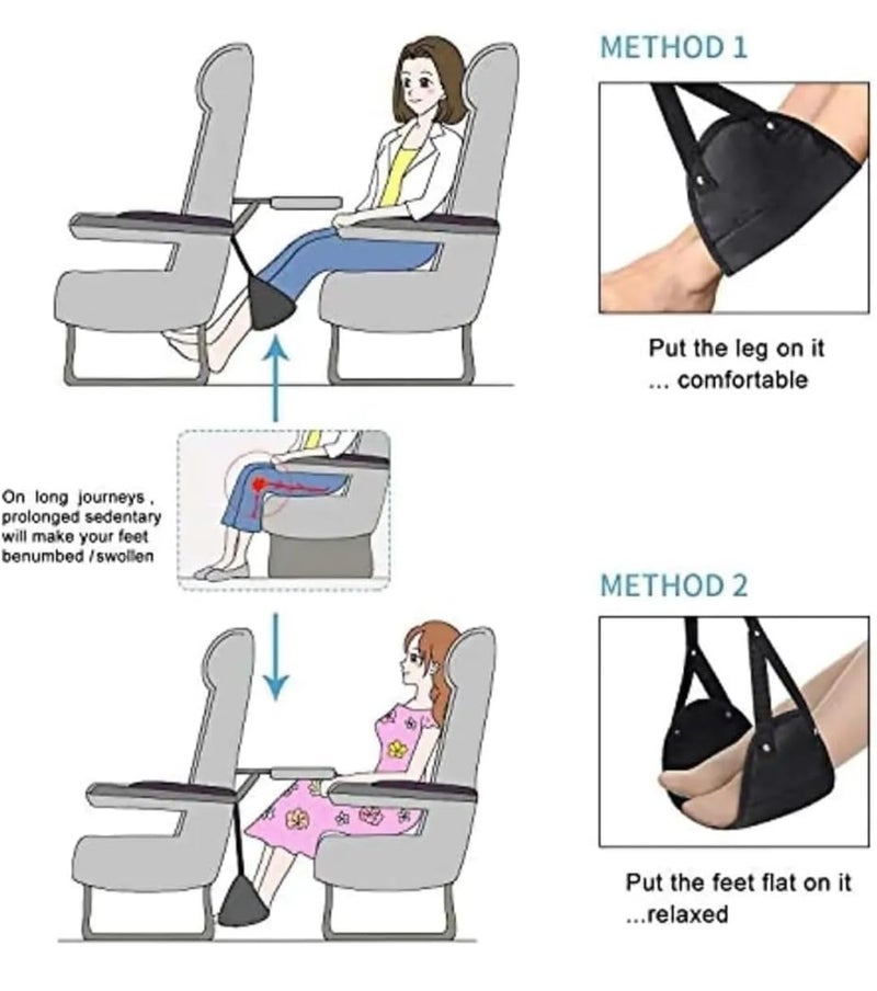 DABHI ENTERPRISE Airplane Foot Hammock Footrest With Storage Bag Portable Plane Leg Rest Travel Accessories Folding Footrest  - Image 3