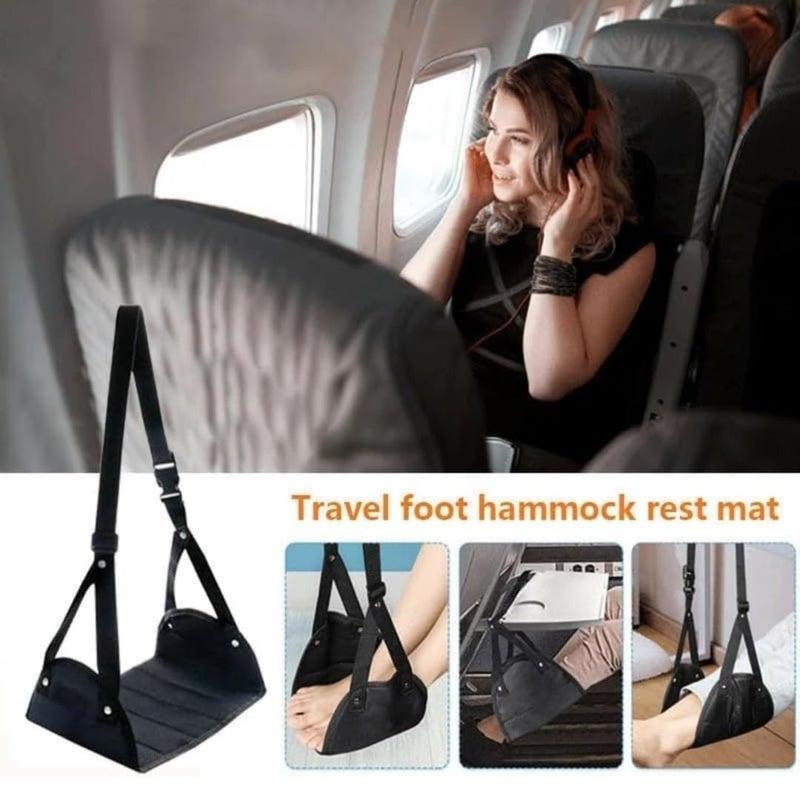 DABHI ENTERPRISE Airplane Foot Hammock Footrest With Storage Bag Portable Plane Leg Rest Travel Accessories Folding Footrest  - Image 2