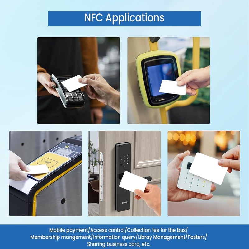 100 قطعة من بطاقة NFC NTAG215، علامات NFC 215، بطاقات بيضاء CR80 30 mil، ذاكرة 504 بايت، علامة NFC فارغة متوافقة مع Android وجميع الأجهزة التي تدعم NFC - Image 5