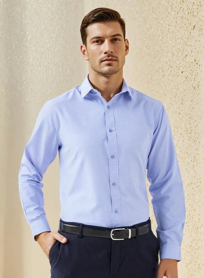 سبلاش فيڤ قميص بأزرار مخطط بأكمام طويلة