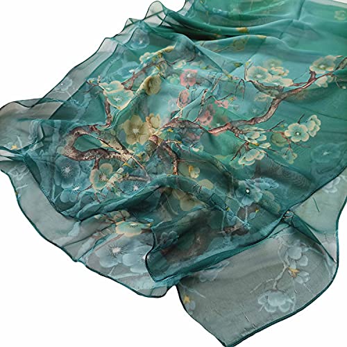Acotavie Scarfs for Women Lightweight Print Floral Pattern Scarf Fashion Scarves Sunscreen Wraps Shawls (1&Green) - Image 5