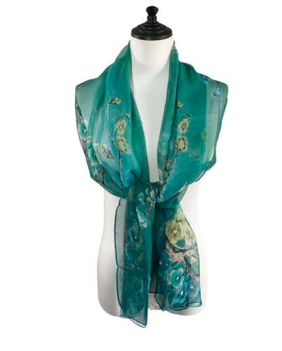 Acotavie Scarfs for Women Lightweight Print Floral Pattern Scarf Fashion Scarves Sunscreen Wraps Shawls (1&Green) - Image 3