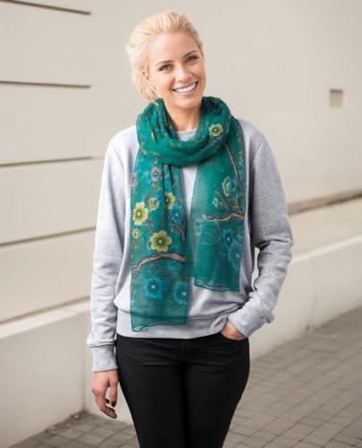 Acotavie Scarfs for Women Lightweight Print Floral Pattern Scarf Fashion Scarves Sunscreen Wraps Shawls (1&Green) - Image 2