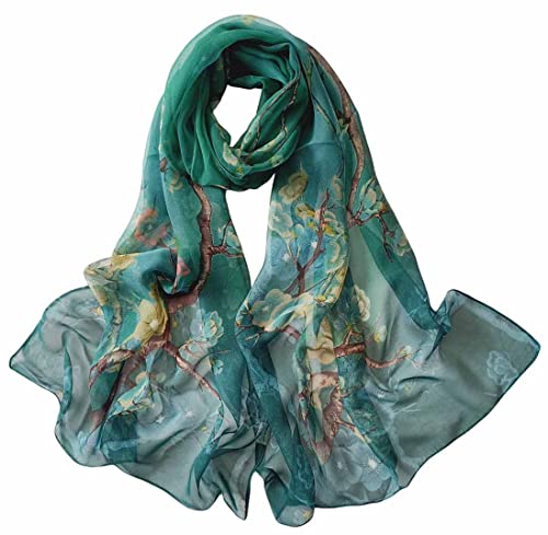 Acotavie Scarfs for Women Lightweight Print Floral Pattern Scarf Fashion Scarves Sunscreen Wraps Shawls (1&Green) - Image 1