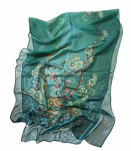 Acotavie Scarfs for Women Lightweight Print Floral Pattern Scarf Fashion Scarves Sunscreen Wraps Shawls (1&Green) - Image 4