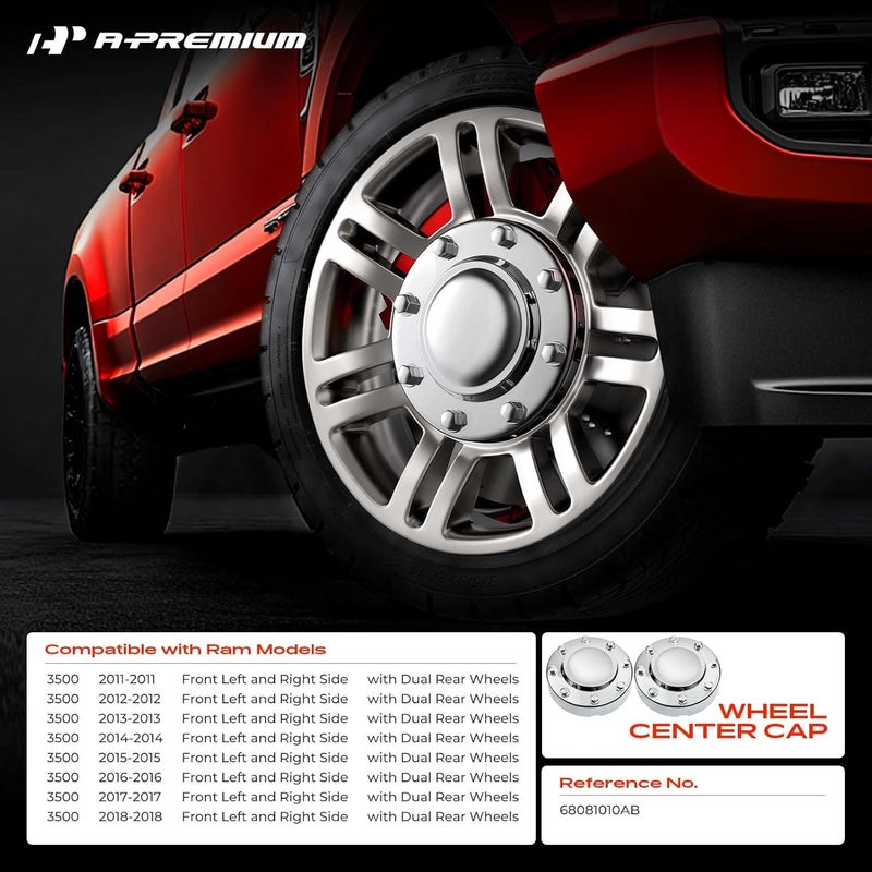 A-Premium Wheel Center Caps for Ram 3500 (2011-2018) - 2-PC Set - Image 2
