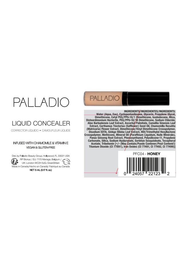 PALLADIO خافي العيوب السائل، تغطية متوسطة، تركيبة خفيفة وقابلة للبناء لتغطية سلسة، يخفي العيوب، يضيء البشرة، ويدوم طوال اليوم، عسل - Image 5