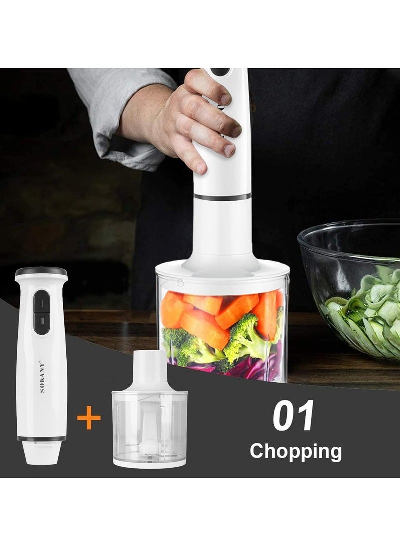 سوكاني خلاط يدوي كهربائي من سوكاني، 200 واط، سرعتان، 4 في 1: [خلاط يدوي، خفاقة بيض، مفرمة لحم، كوب قياس]، للعصائر والحساء والصلصات المهروسة، طعام الأطفال، ستانلس ستيل - Image 2