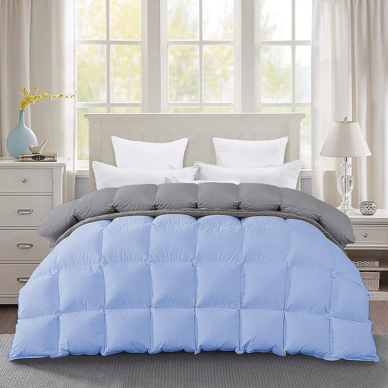Filbert Premium 300 GSM Comforter Super Soft Fluffy Revesible Comforter 92 x 106 Inches233cm x 269cm King Size ComforterSilverSky Blue - Image 1