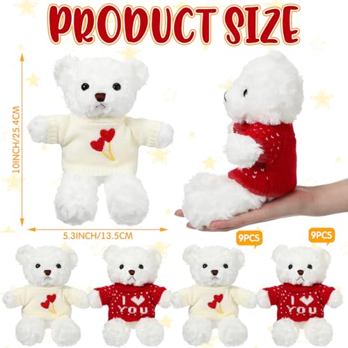 Hungdao 18 Pcs Valentines Day Bear Stuffed Animal Bear Plush Toys 1083 Inch Soft Cute Animals for Girlfriend Birthday Wedding Anniversary Mothers Day Party - Image 5
