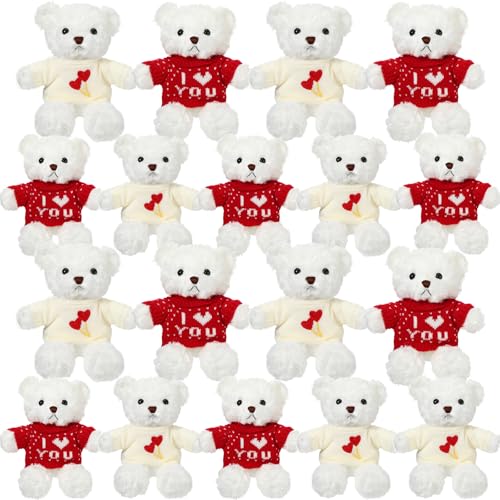 Hungdao 18 Pcs Valentines Day Bear Stuffed Animal Bear Plush Toys 1083 Inch Soft Cute Animals for Girlfriend Birthday Wedding Anniversary Mothers Day Party - Image 1