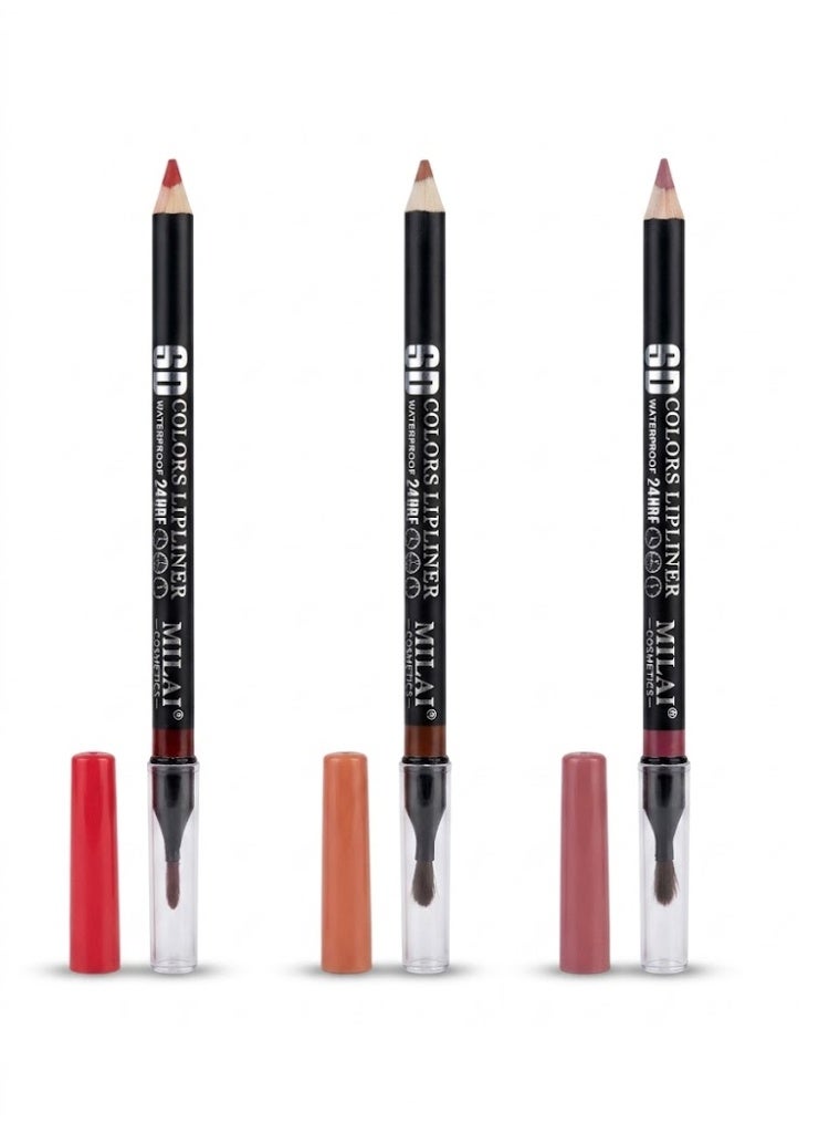 Milai Cosmetic 6D COLORS LIPLINER WATERPROOF 2 IN 1 -  24H shade 2-5-8 - .0.7g - Image 1