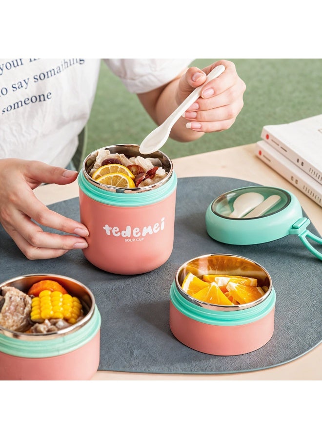 Tedemei Stainless Steel Breakfast Cup 710ml Pink Insulated Food Jar with Lid SS316 Food Grade Steel Leakproof Soup Oatmeal & Lunch Container for Office School & Travel - Image 2