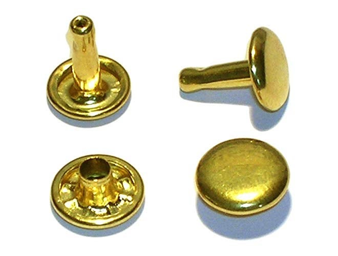 Nimida ™ Double Cap Rivets | Brass | Medium Size-7 mm | Golden for DIY Leather Craft | Pack 100 pcs - Image 3