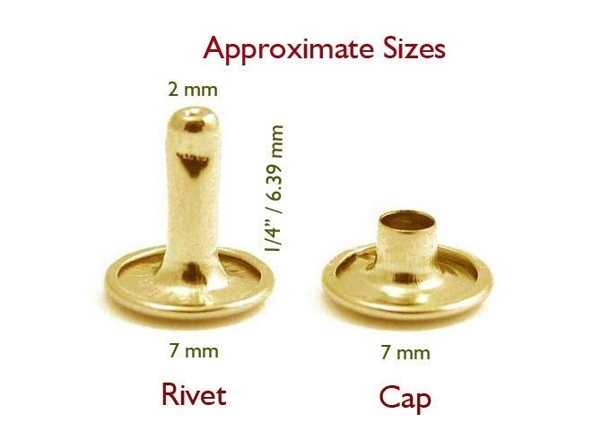 Nimida ™ Double Cap Rivets | Brass | Medium Size-7 mm | Golden for DIY Leather Craft | Pack 100 pcs - Image 5