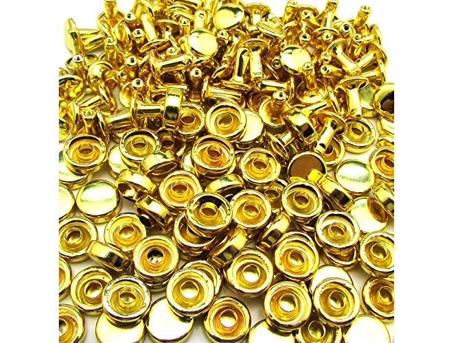 Nimida ™ Double Cap Rivets | Brass | Medium Size-7 mm | Golden for DIY Leather Craft | Pack 100 pcs - Image 2
