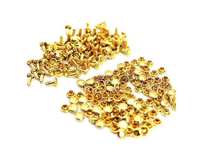 Nimida ™ Double Cap Rivets | Brass | Medium Size-7 mm | Golden for DIY Leather Craft | Pack 100 pcs - Image 1