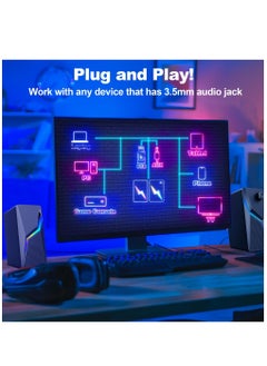 Generic Computer Speakers, PC Gaming Speakerswith Enhanced Bass and Volume Control, Stereo 2.0 USB Powered 3.5mm AuxMultimedia Speakers for Laptop Desktop Tablets Phone  - Image 4