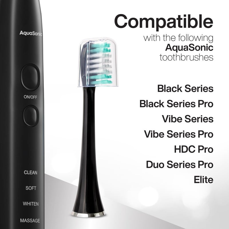 AquaSonic Standard Replacement Brush Heads | for Normal & Sensitive Teeth | Compatible with Many AquaSonic Toothbrush Handles (2 Pack Black) - Image 5