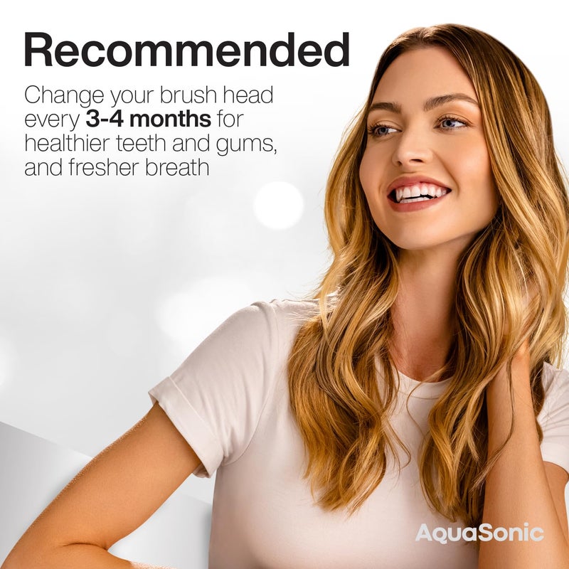 AquaSonic Standard Replacement Brush Heads | for Normal & Sensitive Teeth | Compatible with Many AquaSonic Toothbrush Handles (2 Pack Black) - Image 4