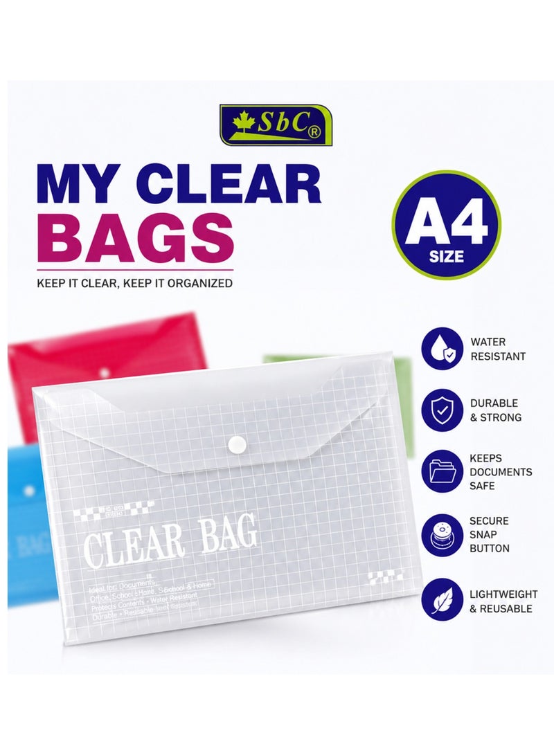 SBC 12-Piece A4 Size Clear Document Bag White - Image 2