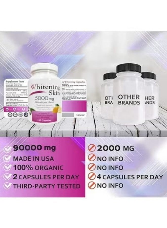 Ocean Glutathione Whitening Capsules 120 Capsules 5000mg, Anti Aging and Anti Oxidant Effect, Remove Dark Spots and Brightening The Skin, Vegan, Skin Bleaching - Image 3