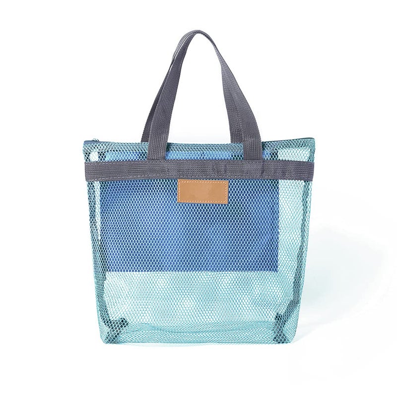 Pebipoo Mesh Shower Caddy Bag, Quick Dry Portable Tote Bag with Zipper and Inner Pocket, Lightweight Bath Organizer for College Dorm Bathroom, Swimming, Gym, Beach, Travel (Blue) - Image 5