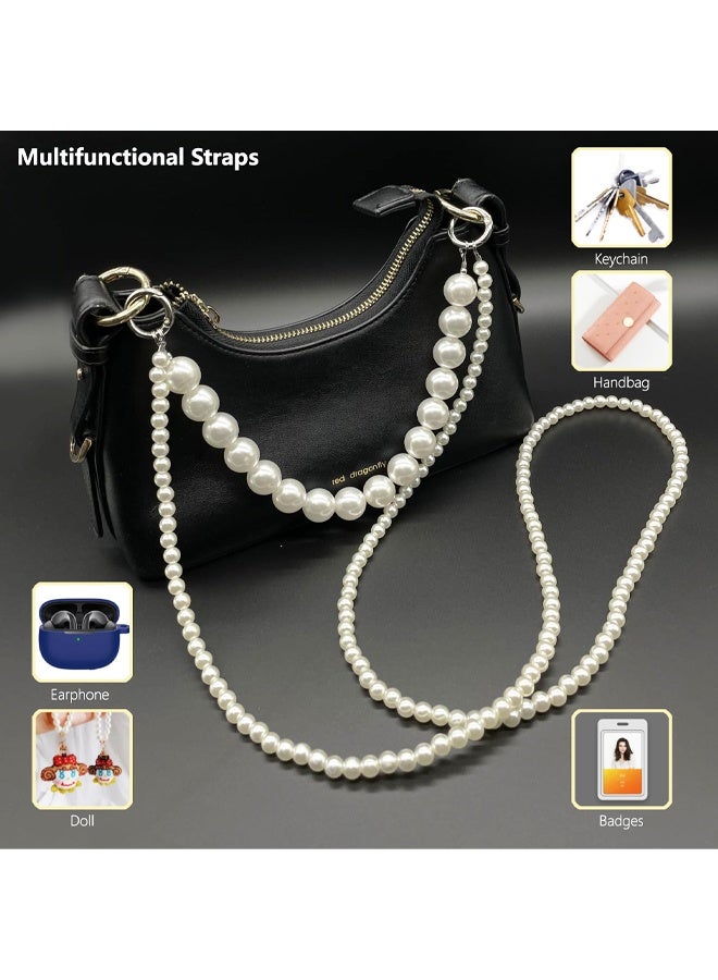 2Pcs Pearl Beaded Phone Crossbody Lanyard with Wrist Strap, Universal Cell Phone Lanyard and Crossbody Phone Strap for Women, Chain, Includes 1 Tether Tab, for Most Phones, Bags, and Purses - Image 4