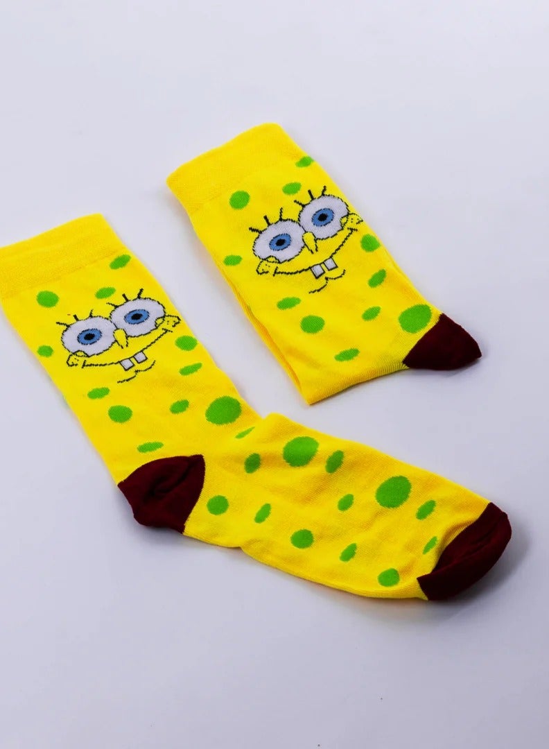 جوارب سبونج بوب الرسمية – جوارب ممتعة وملونة بطابع سبونج بوب سكوير بانتس للرجال والنساء والأطفال