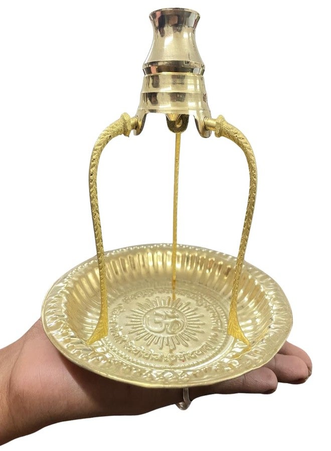 DARIDRA BHANJAN Shivling Abhishek Stand With Trishul Brass Abhishekam Puja Set For Shiv Lingam Shivling Stand Shivalingam Abhishek Patra For Shiv Puja (15 L X 15 B X 14 H) Cm - Image 4