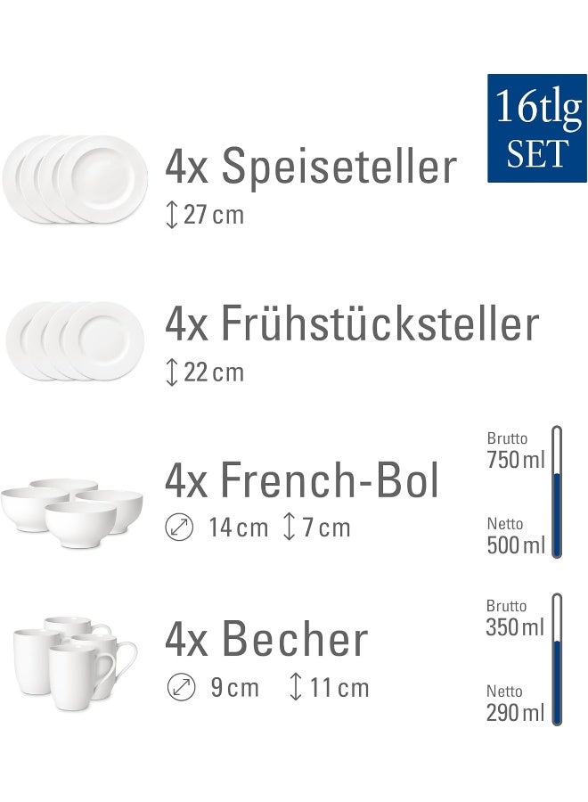 Villeroy & Boch Villeroy Boch For Me 16Piece Dinnerware Set Service for 4 Plates Bowls Mugs Premium Porcelain Made in Germany - Image 3