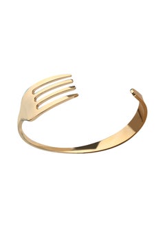 Generic Creative Adjustable Stainless Steel Fork Bracelet Versatile C- shaped Opening Couples Gift Hand Wrist Jewelry Gold 