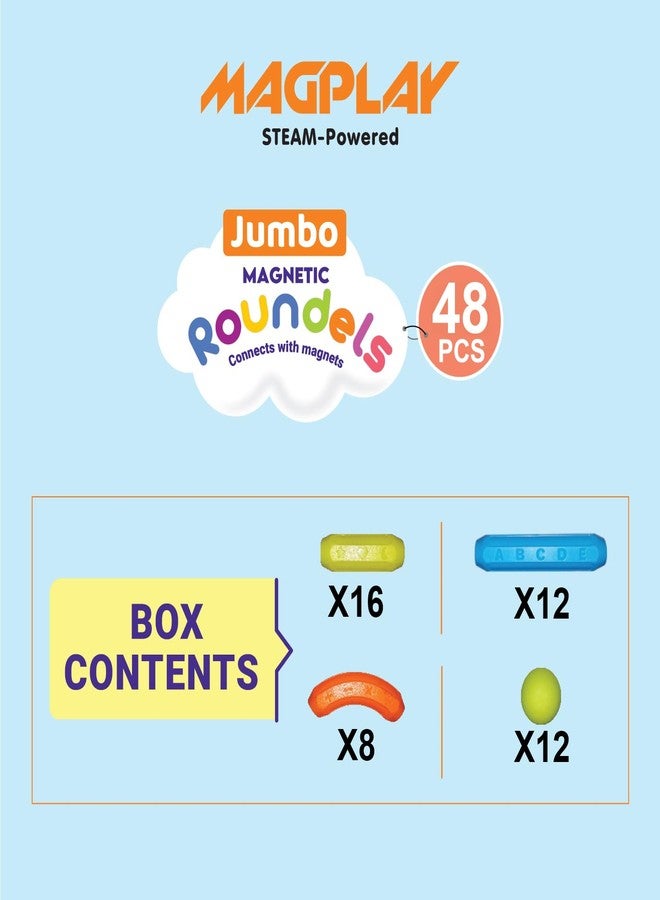 KIPA GAMING Jumbo Pack: 52-Piece Big Size Magnetic Building Set - Exclusive Big Size, More Fun, More Learning and Creative Construction - Ideal for Ages 3+ (Jumbo Roundel - 52Pcs) - Image 5