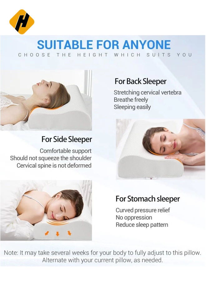 HuHa Memory Foam Pillow, Findigit Cervical Neck Support Pillow for Sleeping, Contour Ergonomic Orthopedic Pillow for Back, Side Sleeper (White) - Image 4