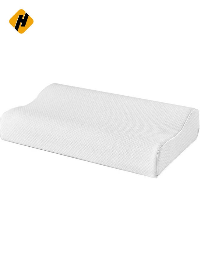 HuHa Memory Foam Pillow, Findigit Cervical Neck Support Pillow for Sleeping, Contour Ergonomic Orthopedic Pillow for Back, Side Sleeper (White) - Image 2