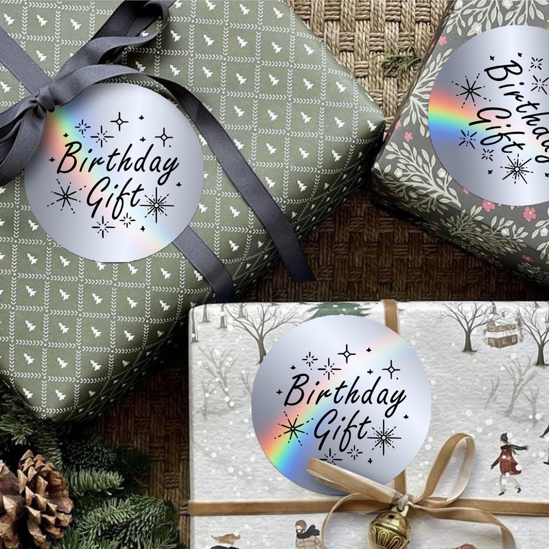 FLYQGGO 2 inch Round Holographic Thermal Sticker Labels, Waterproof & Rainbow Wave & Glitter Design, for Price/Name Tag, Barcode, DIY Custom Logo Design, Sliver(200Pcs/Roll) - Image 5