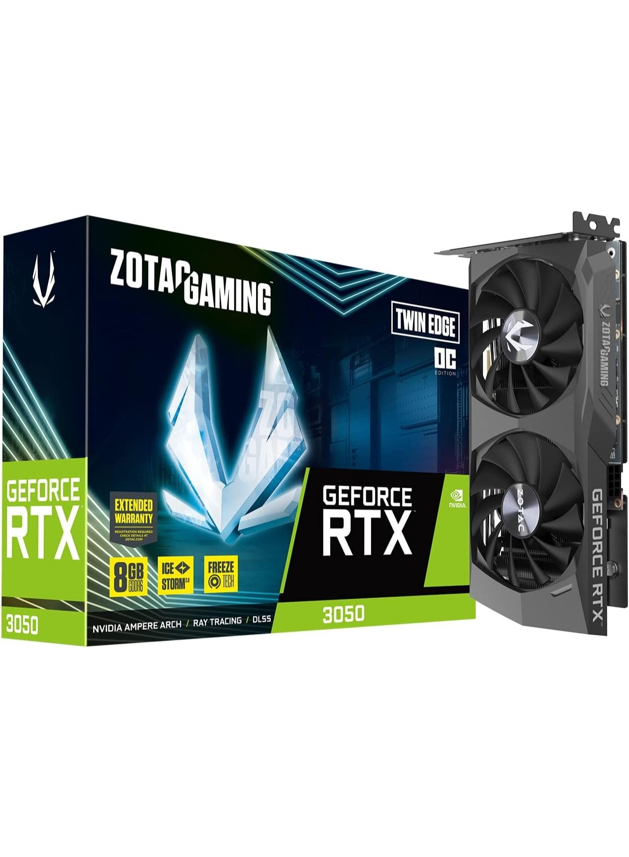 Gaming GeForce RTX 3050 Twin Edge OC 8GB GDDR6 128-bit 14 Gbps PCIE 4.0 Gaming Graphics Card, IceStorm 2.0 Advanced Cooling, Freeze Fan Stop, Active Fan Control, ZT-A30500H-10M