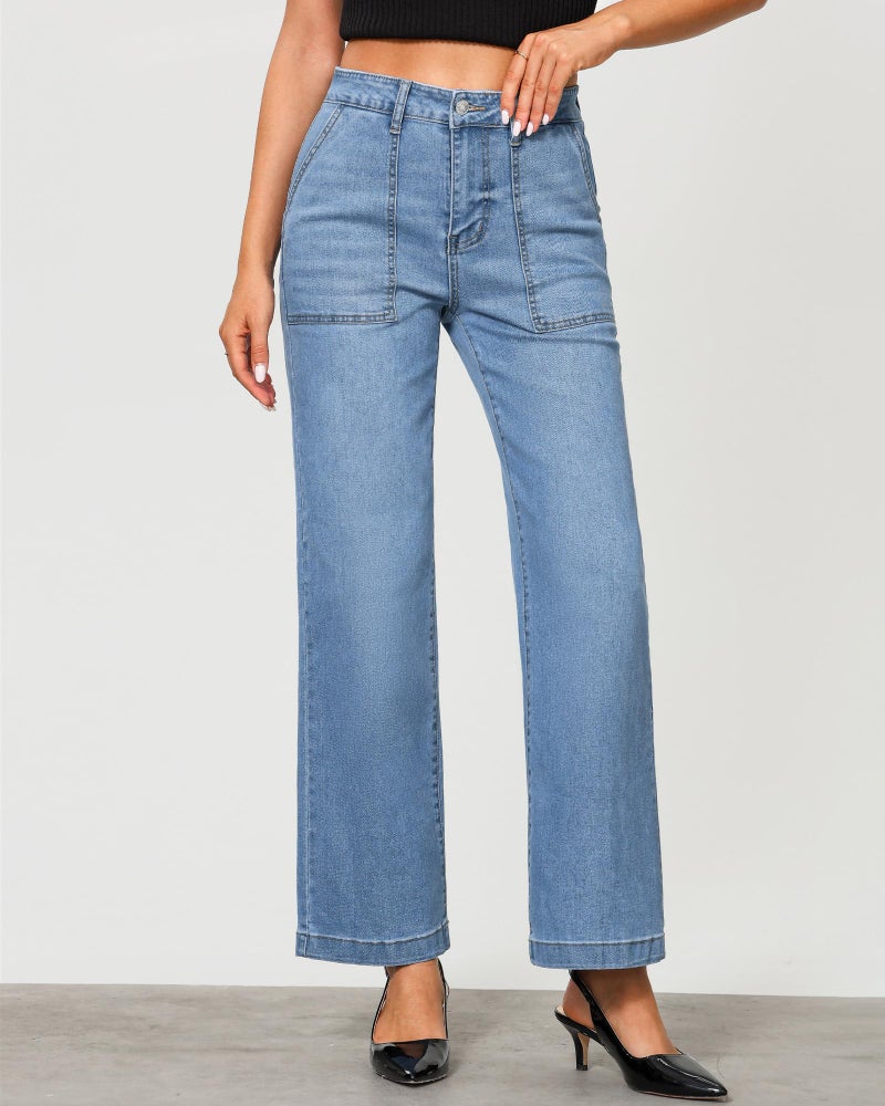 GRAPENT Jeans for Women Trendy Baggy Denim Trousers for Women Roadknight Blue Size Medium US 8 to 10 - Image 2