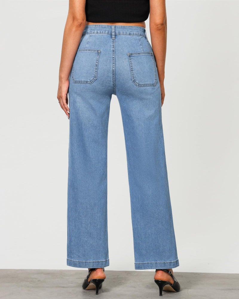 GRAPENT Jeans for Women Trendy Baggy Denim Trousers for Women Roadknight Blue Size Medium US 8 to 10 - Image 3