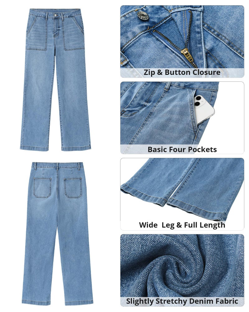 GRAPENT Jeans for Women Trendy Baggy Denim Trousers for Women Roadknight Blue Size Medium US 8 to 10 - Image 5