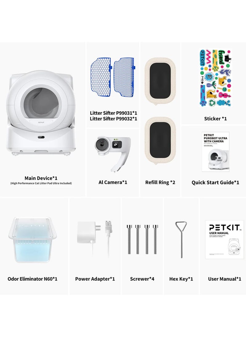 PetKit - PETKIT New Purobot Ultra Self-Packing & AI-Powered Camera Automatic Cat Litter Box, 5G WiFi Self Cleaning Cat Litter Box, True Hands-Free Auto Scooping Cat Litter Box with App control - Image 1