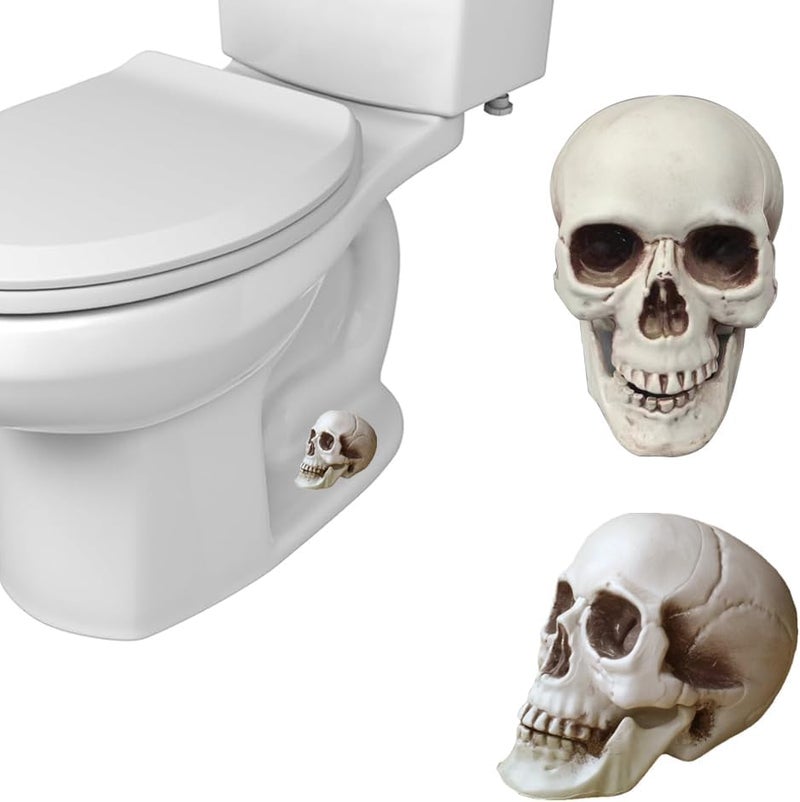 OMCCXO 2Pack Skull Toilet Bolt Caps,Toilet Bolt Covers Decorative,Fun Skull Toilet Bolt Covers，Universal Toilet Bolt Caps Toilet Caps for Bottom of Toilet (Plastic Skull), SKNGC-18 - Image 1