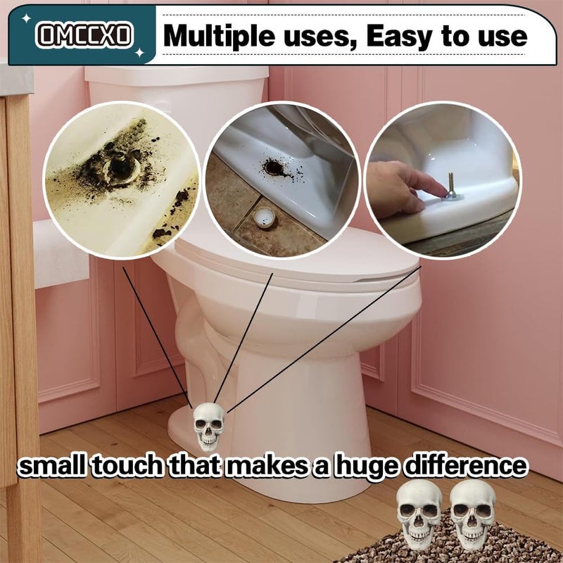 OMCCXO 2Pack Skull Toilet Bolt Caps,Toilet Bolt Covers Decorative,Fun Skull Toilet Bolt Covers，Universal Toilet Bolt Caps Toilet Caps for Bottom of Toilet (Plastic Skull), SKNGC-18 - Image 5