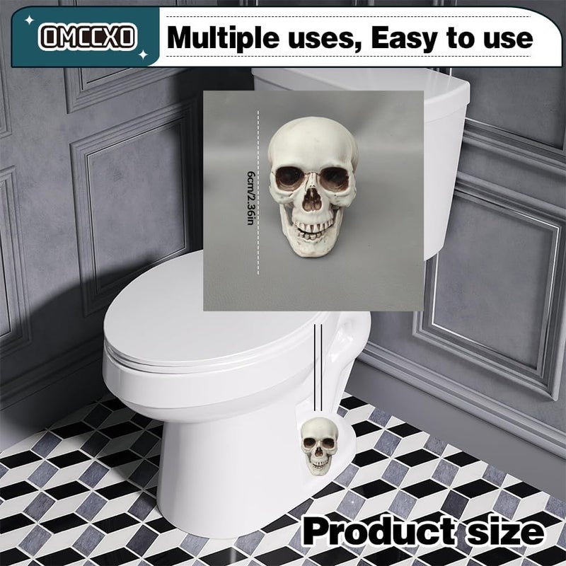 OMCCXO 2Pack Skull Toilet Bolt Caps,Toilet Bolt Covers Decorative,Fun Skull Toilet Bolt Covers，Universal Toilet Bolt Caps Toilet Caps for Bottom of Toilet (Plastic Skull), SKNGC-18 - Image 3